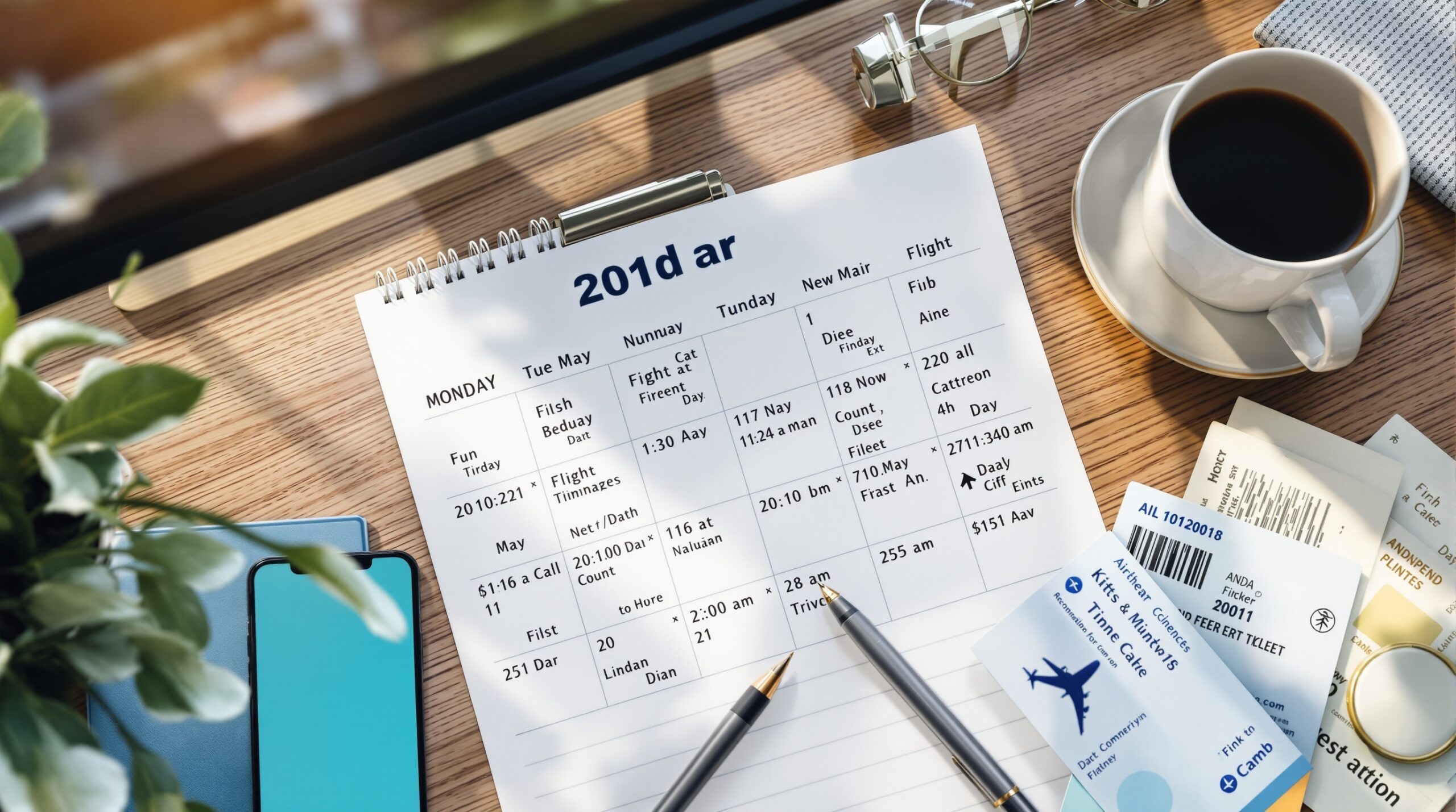 航空券予約のスケジュール管理カレンダー