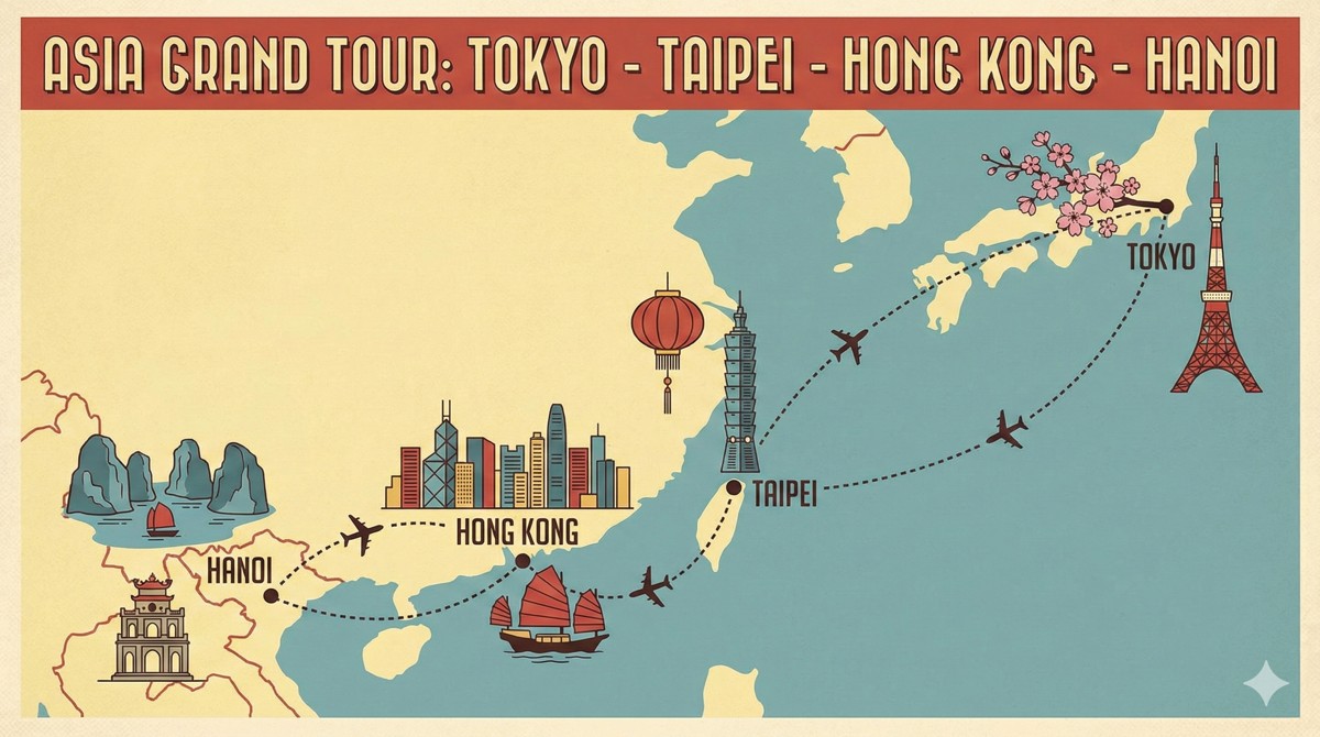 東京・台北・香港・ハノイを結ぶoneworldアジア映画ロケ地周遊マップ