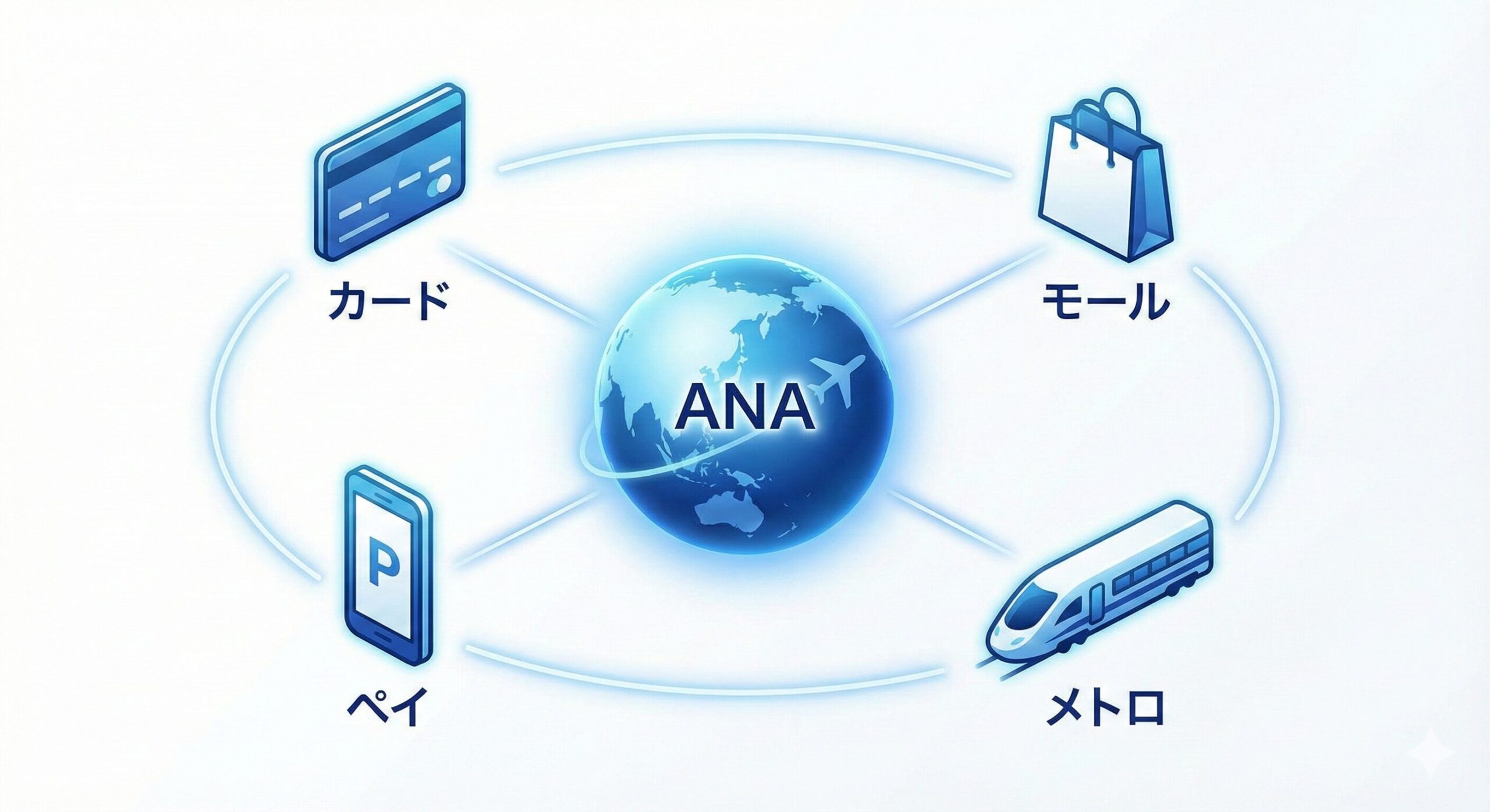 ANA経済圏の概念図。楽天モデルとの比較