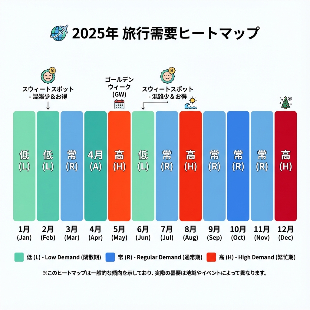 2025年ANA国際線シーズンチャート（L/R/H）のヒートマップ