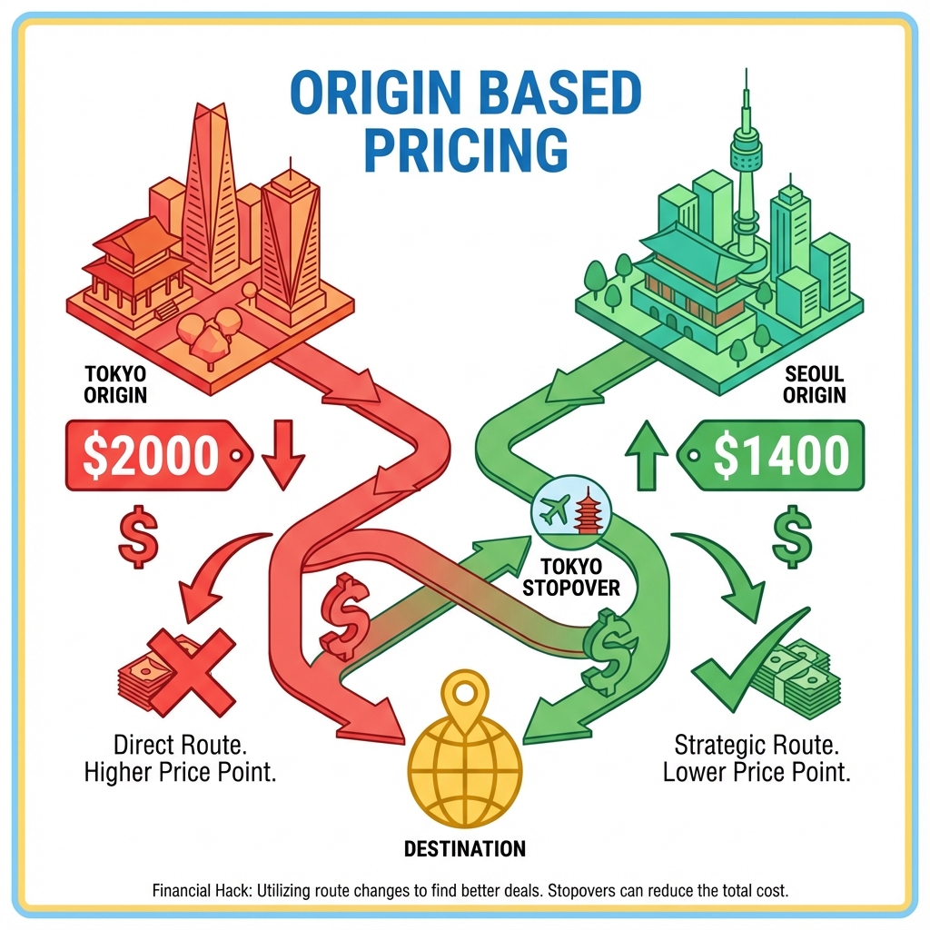 発券地による価格差のメカニズム図解