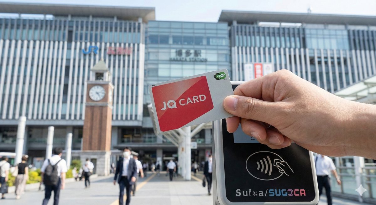 JQ CARDセゾンと博多駅のコラージュ画像